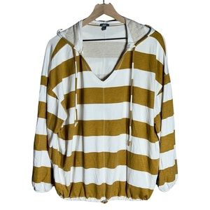 Aerie Mustard and White Striped Hoodie